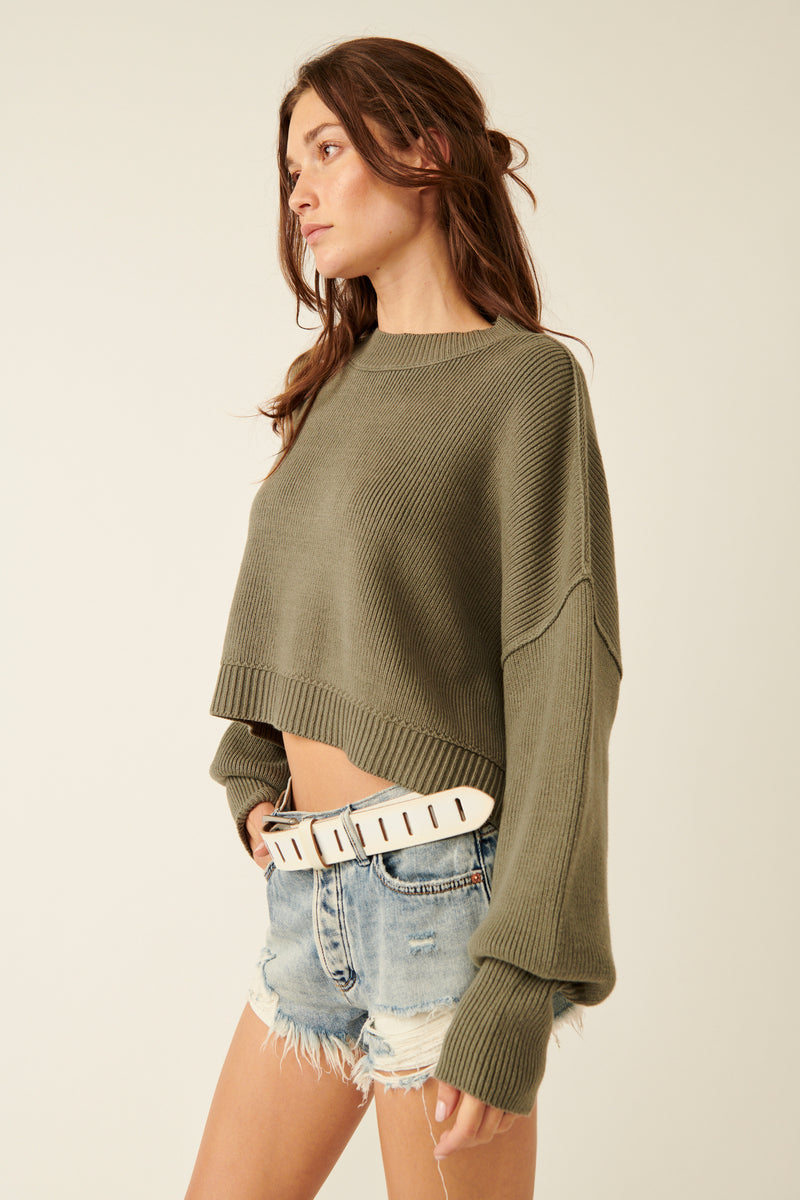 Easy Street Crop Pullover Dried Basil