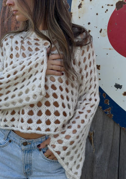 Everyday Cropped Knit Sweater Ivory