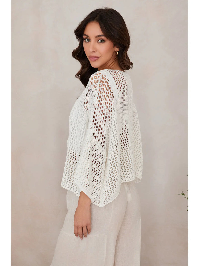 Summer Breeze Crochet Tunic White