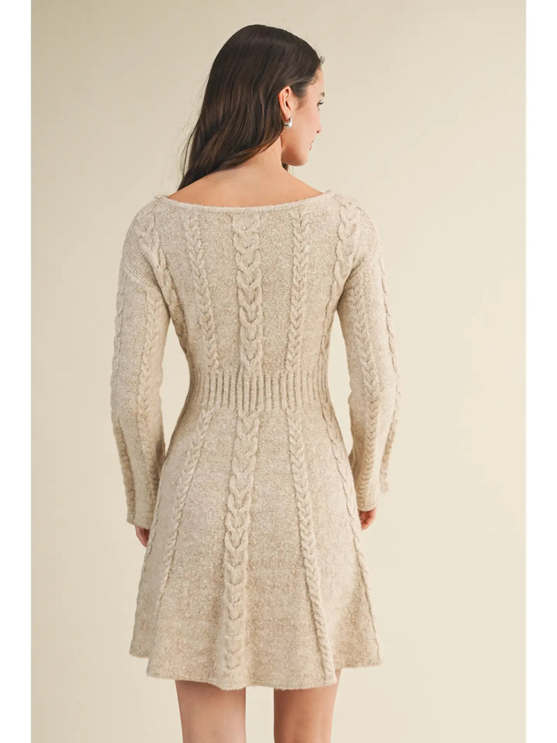 Marli Sweater Flare Dress Oatmeal