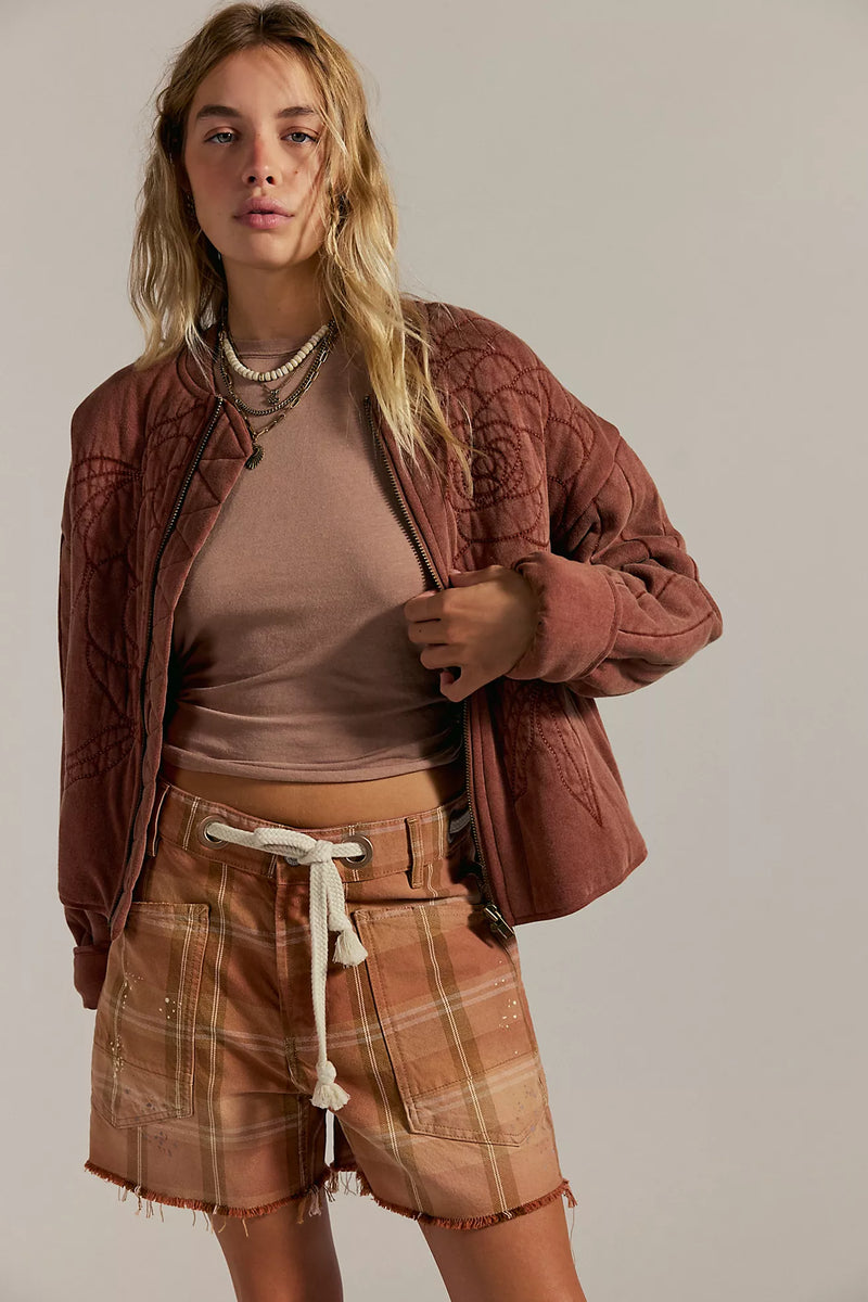 Rose Zip-Up Sweatshirt Cinnamon Stick
