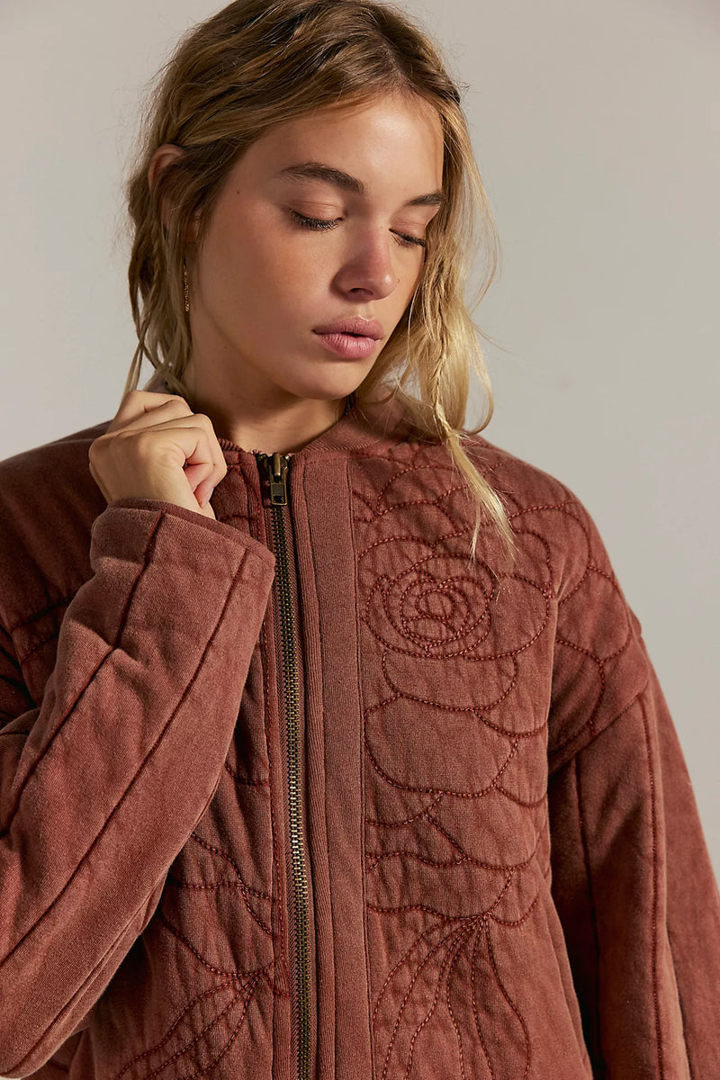 Rose Zip-Up Sweatshirt Cinnamon Stick