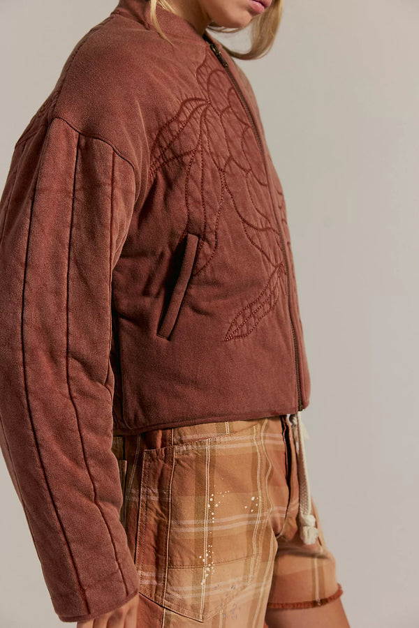 Rose Zip-Up Sweatshirt Cinnamon Stick
