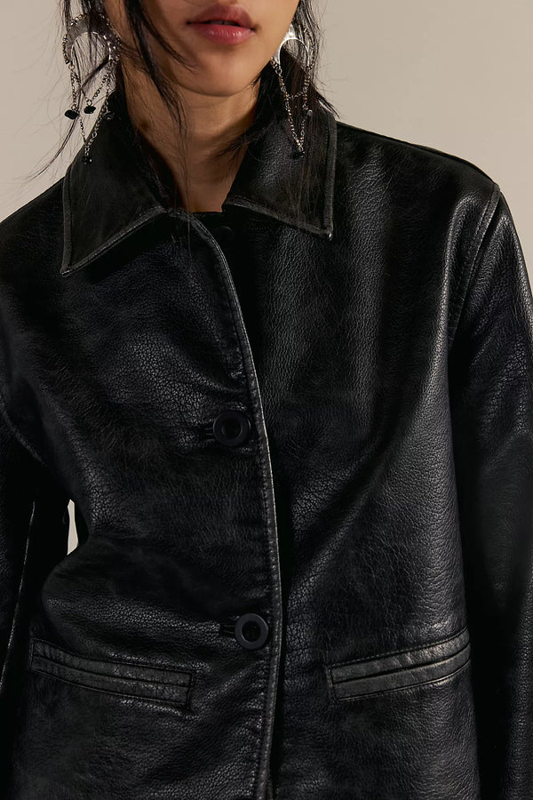 We The Free Hera Vegan Leather Jacket Black