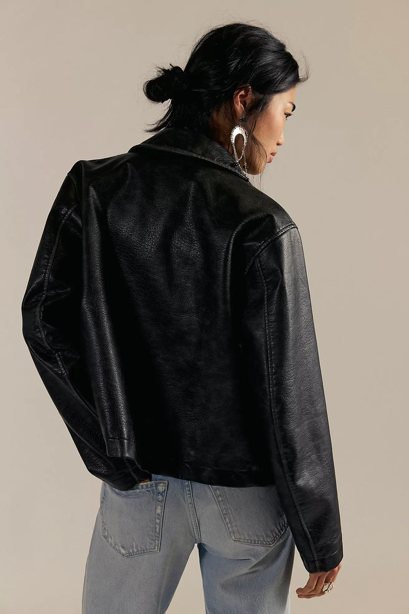 We The Free Hera Vegan Leather Jacket Black