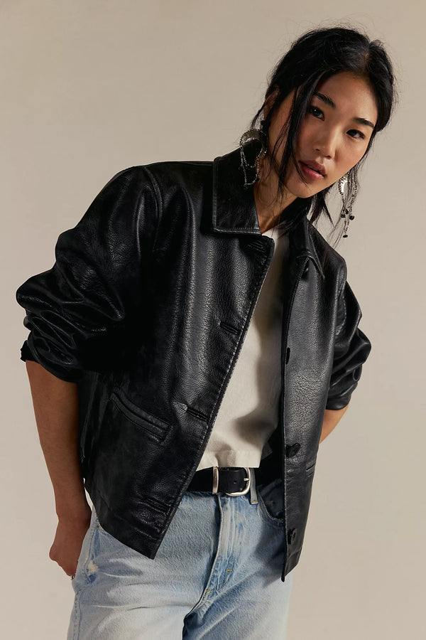 We The Free Hera Vegan Leather Jacket Black