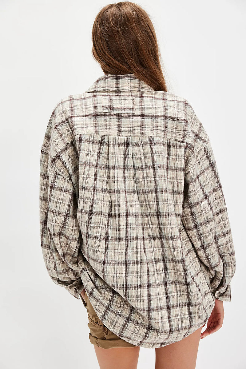 We The Free Ashley Plaid Shirt Ivory Combo - Krista Shad
