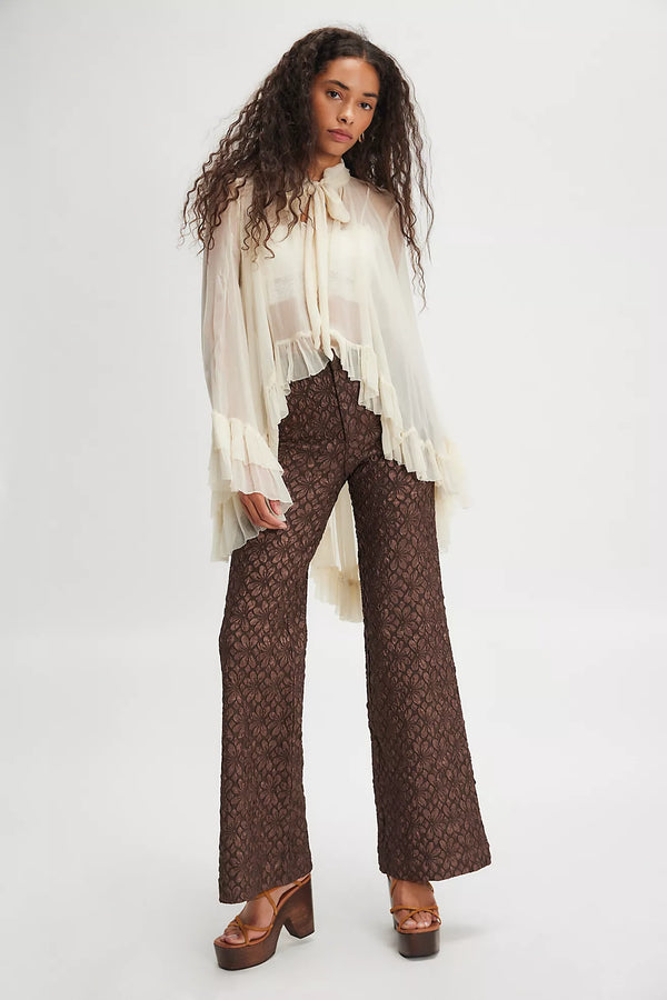 Runaway Floral Flare Pants French Chocolate