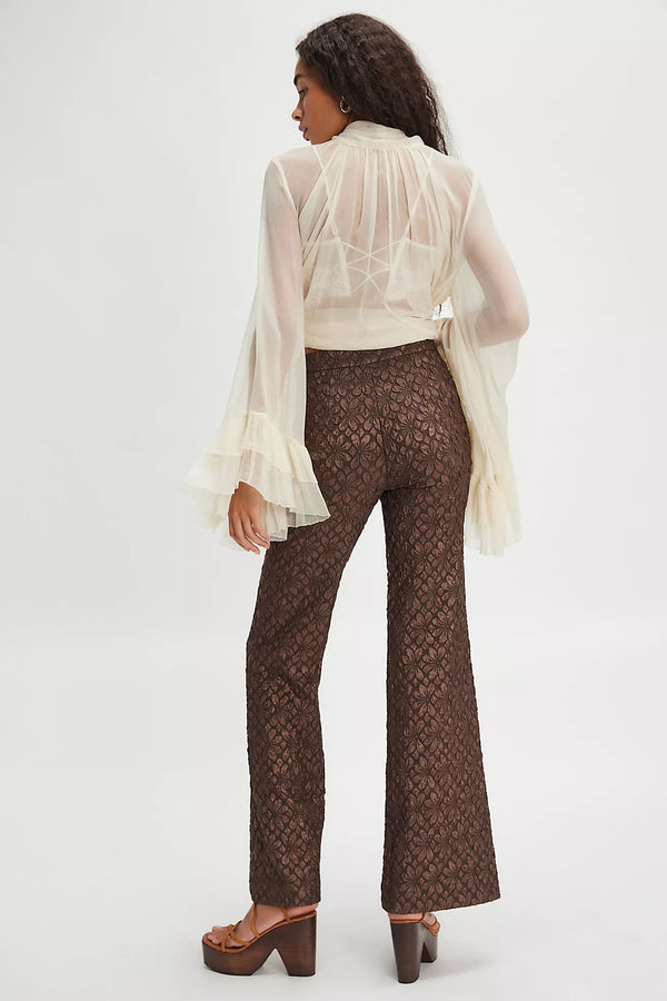 Runaway Floral Flare Pants French Chocolate