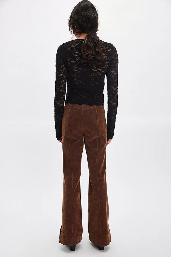 We The Free Glow Up Vegan Suede Pants Shaved Chocolate