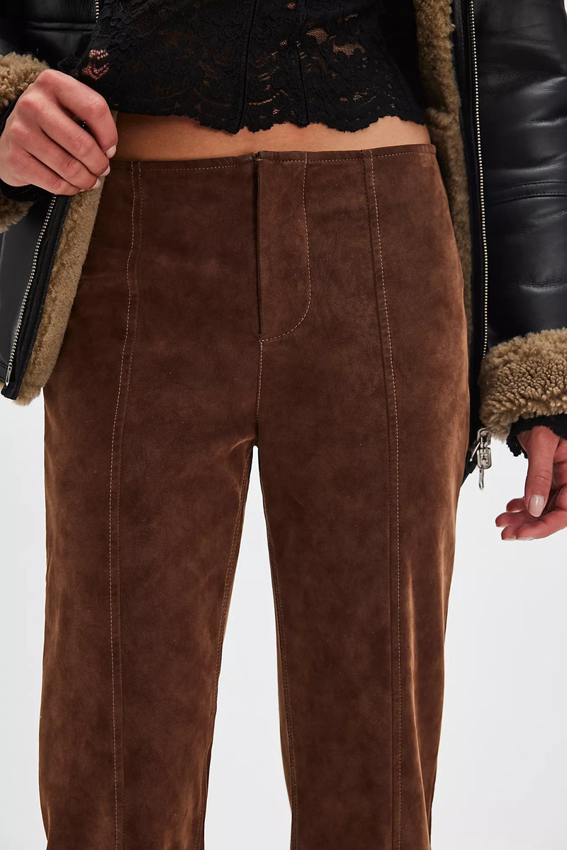 We The Free Glow Up Vegan Suede Pants Shaved Chocolate