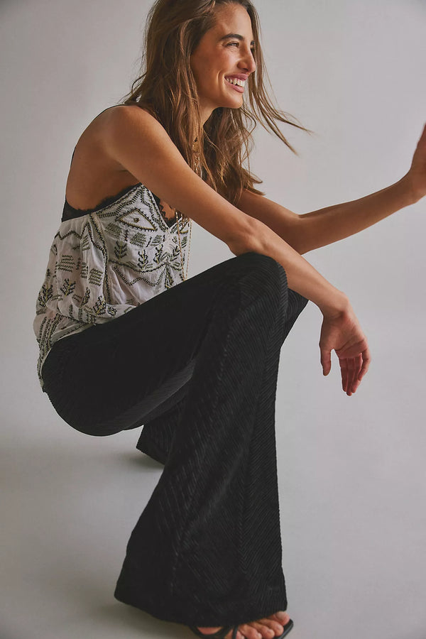 Penny Pull-On Velvet Pants Black