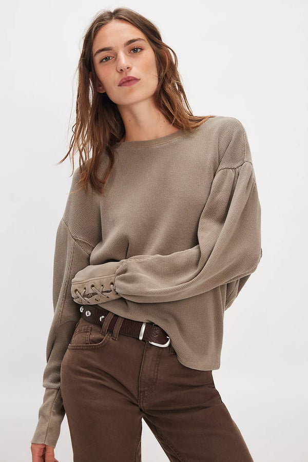 Lapis Cuff Top in Fossil Dune