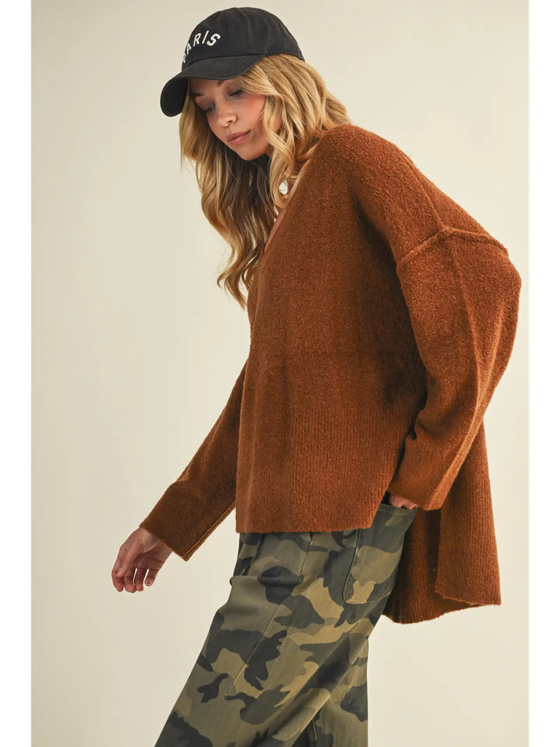 The Golden V-neck Sweater Camel