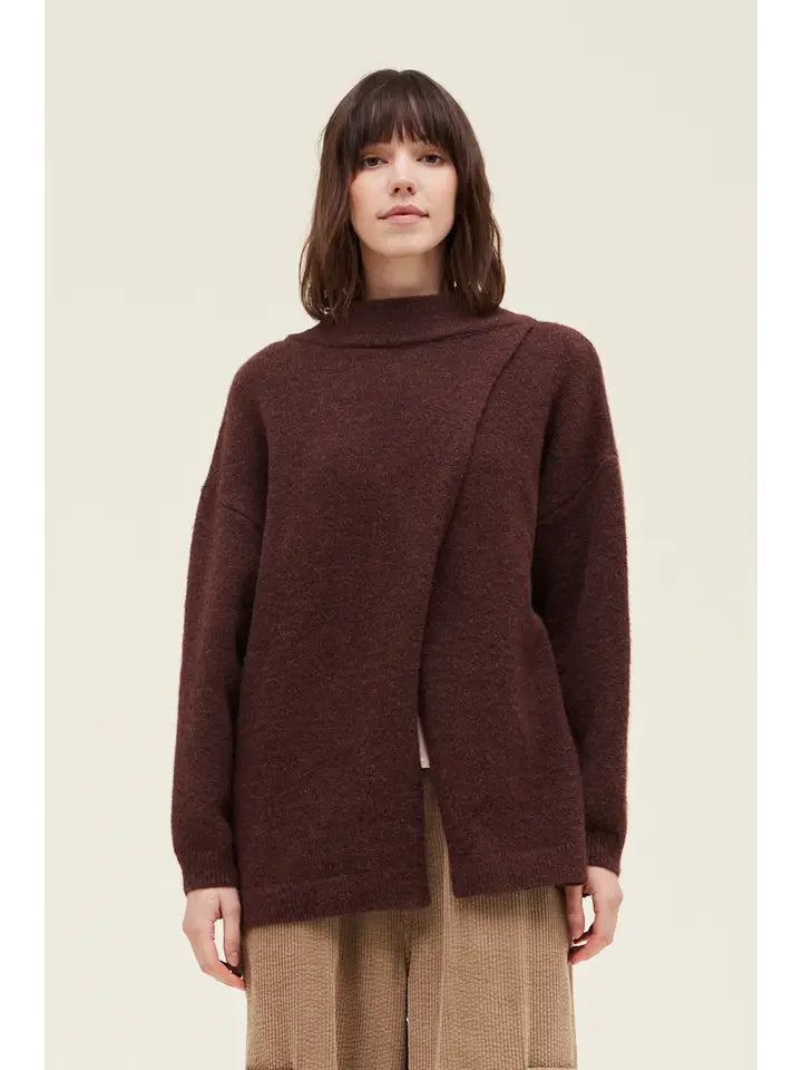 Overlap Sweater Mahogany