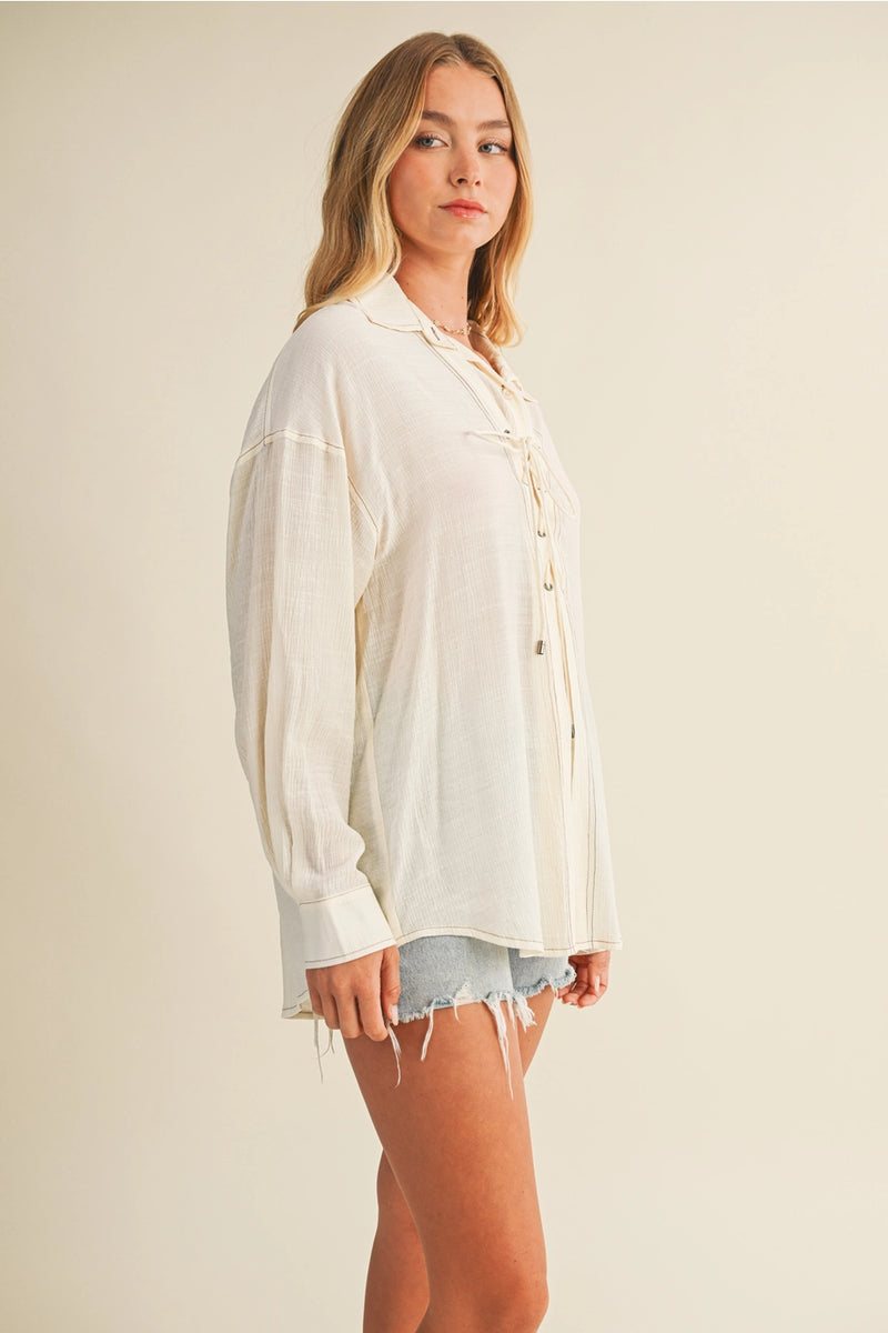 The Maren Lace-Up Blouse
