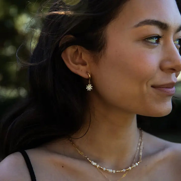 Mother of Pearl Flower Hoops