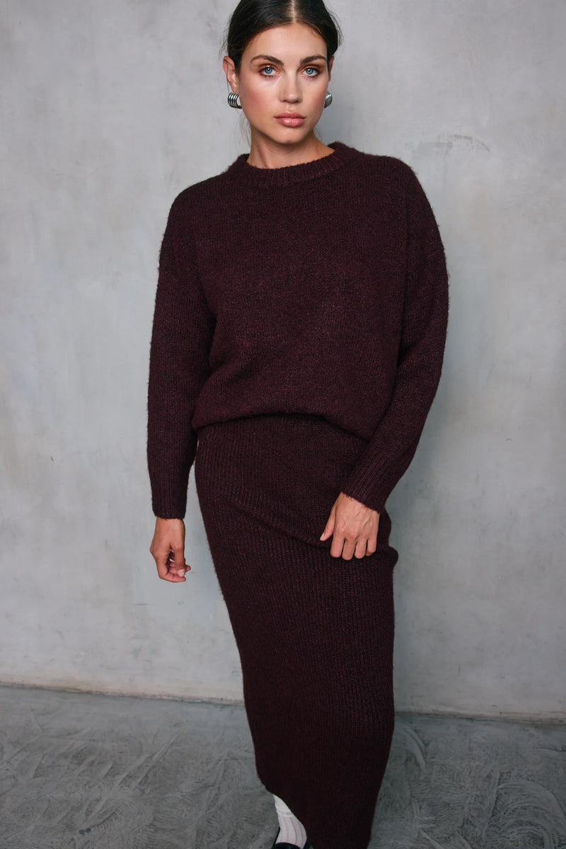 Hart Sweater Skirt Burgundy