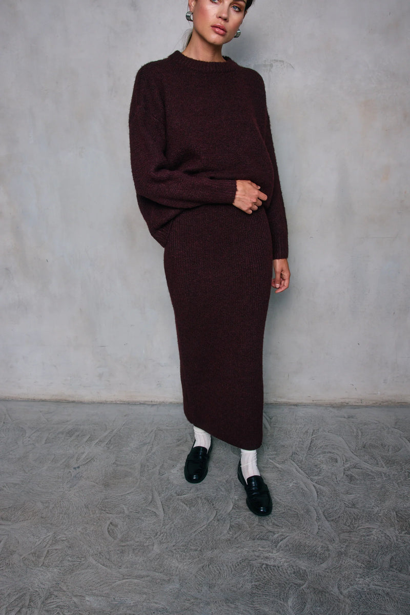 Hart Sweater Skirt Burgundy
