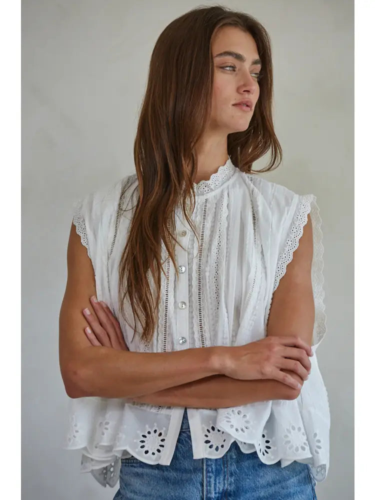The Clementine Eyelet Blouse Off White