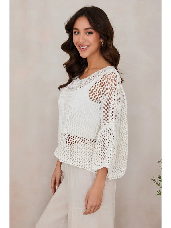 Summer Breeze Crochet Tunic White