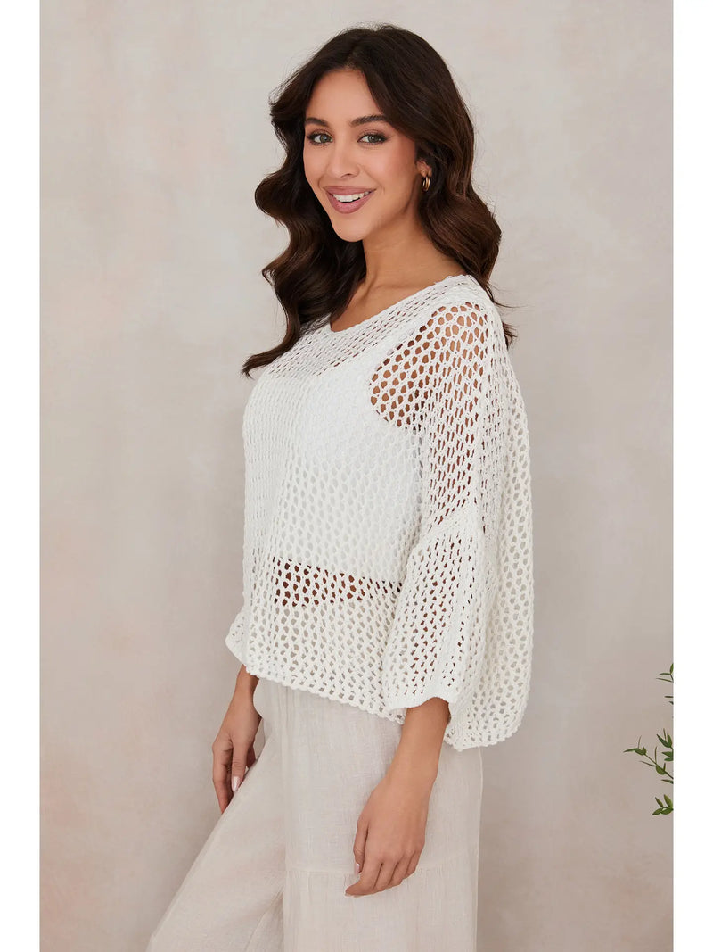 Summer Breeze Crochet Tunic White