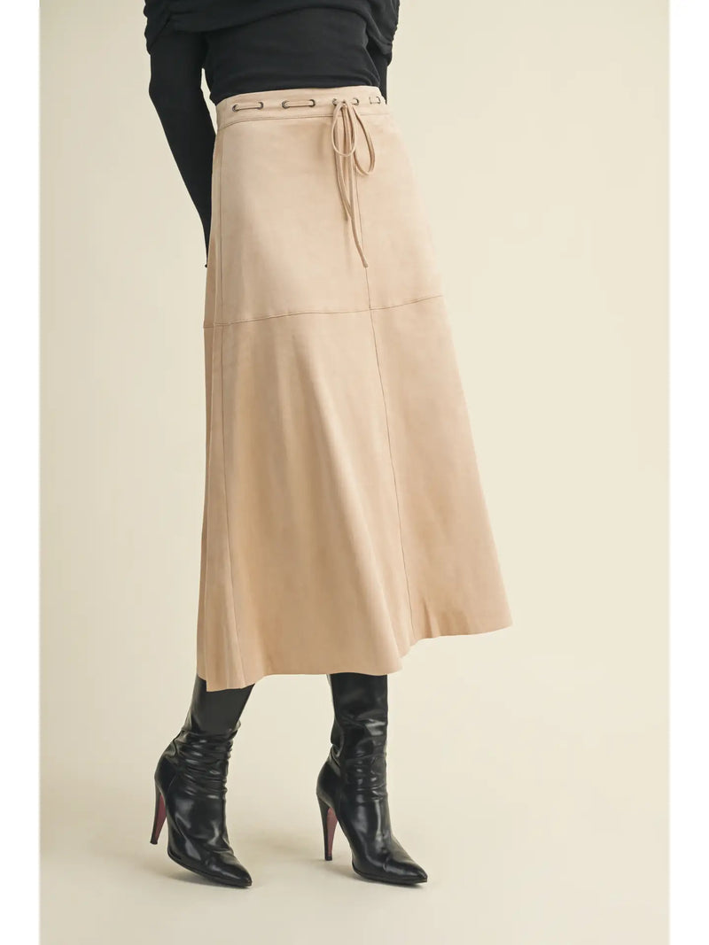Autumn Ridge Suede Skirt Beige