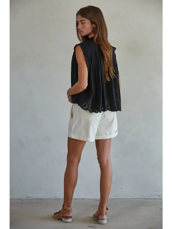 The Clementine Eyelet Blouse Black