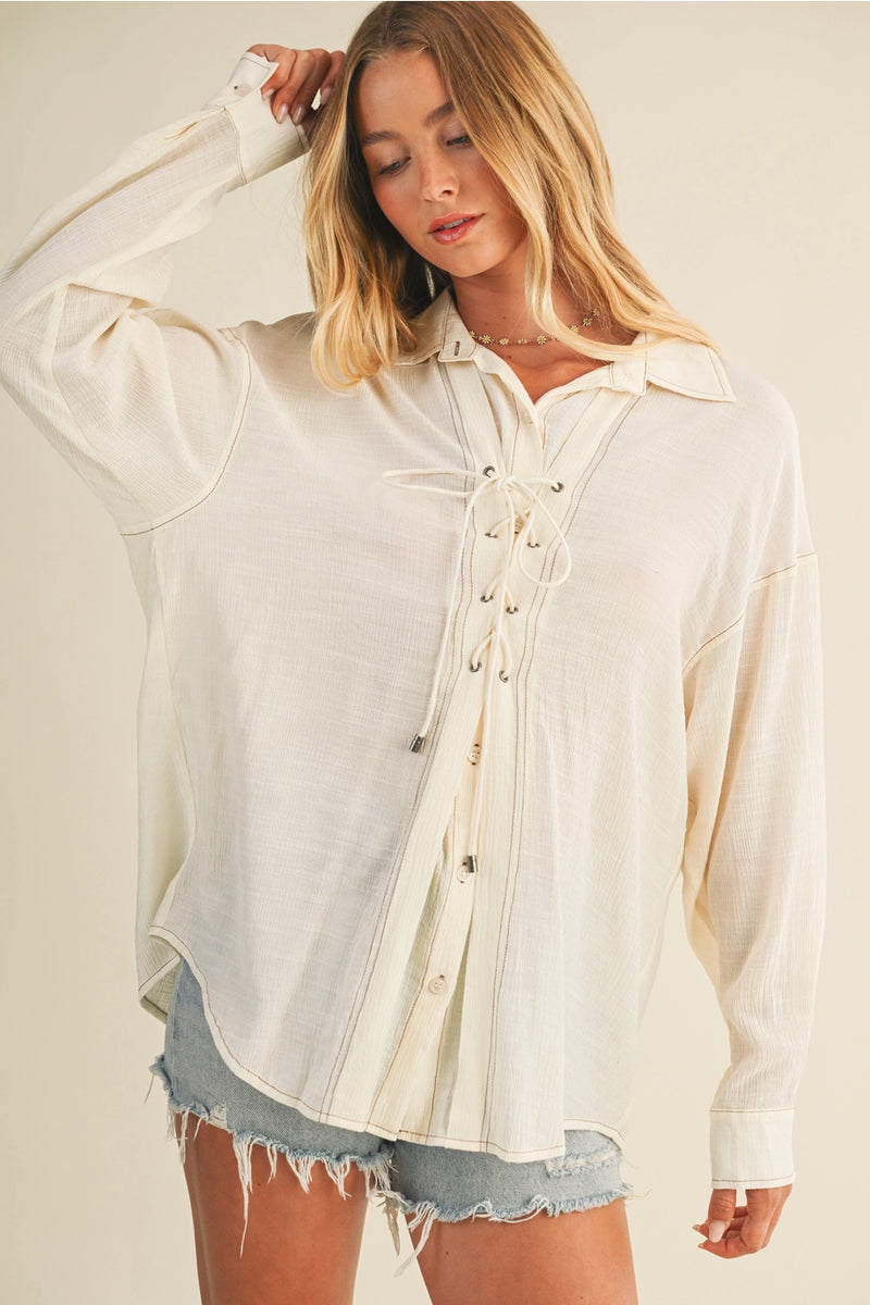 The Maren Lace-Up Blouse