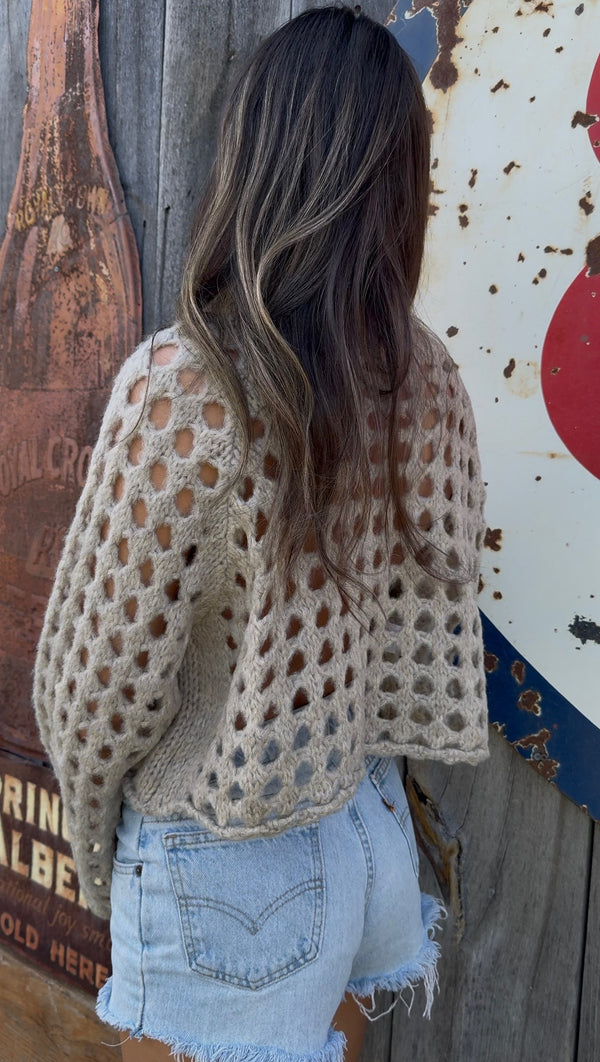 Everyday Cropped Knit Sweater Beige