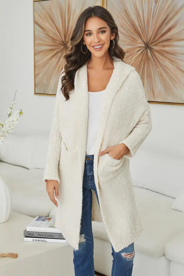 Boucle Knit Cardigan Ivory