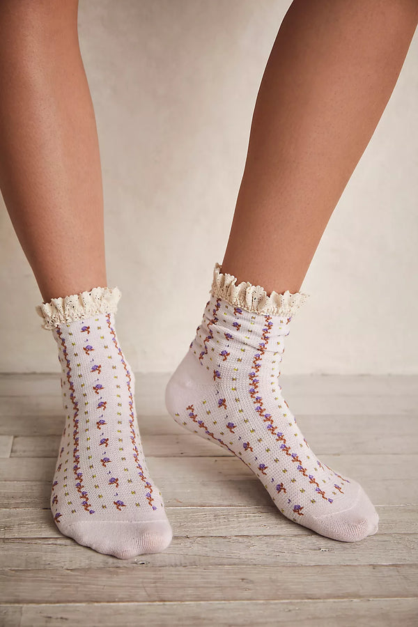Rosebud Waffle Knit Ankle Heavenly Pink