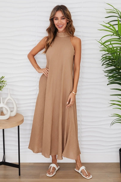 Golden Hour Maxi Dress Camel