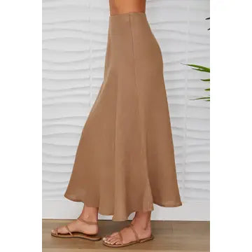 The Cove Linen Skirt Camel