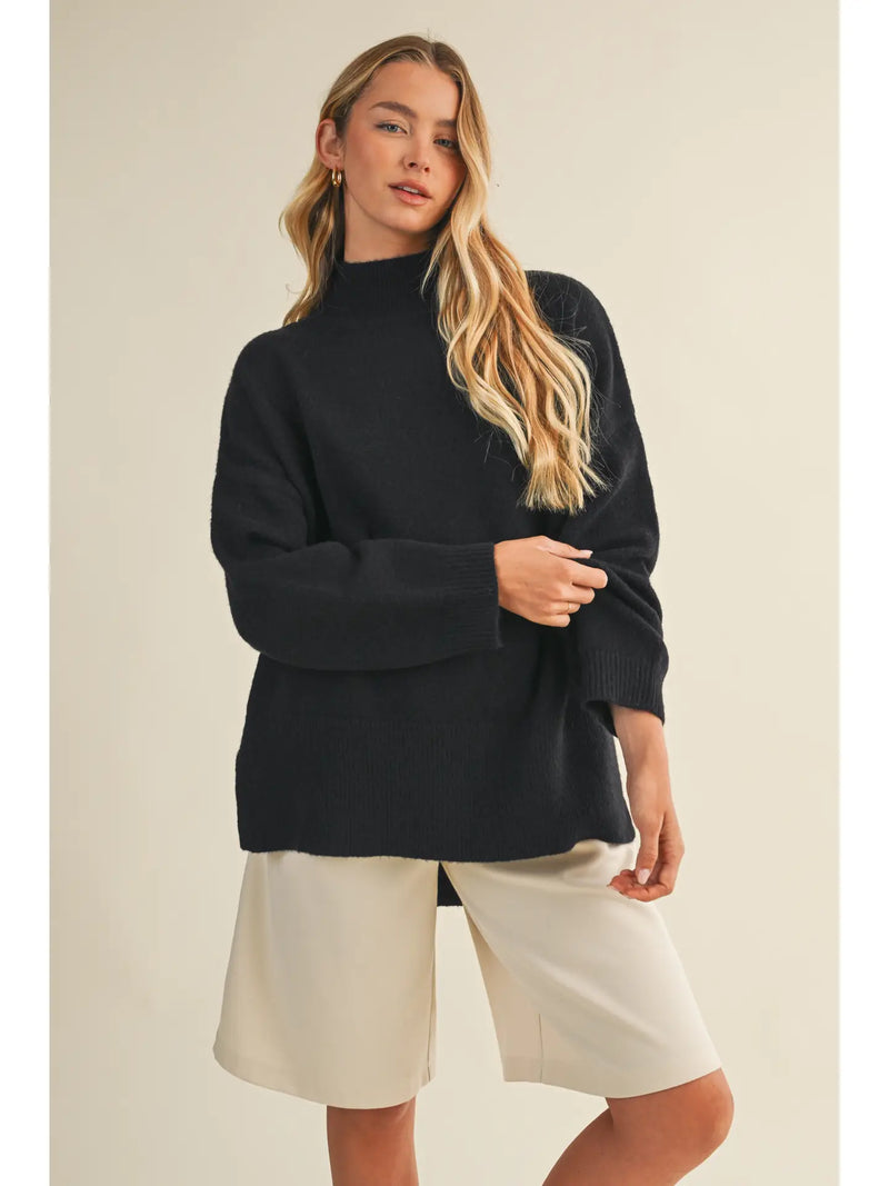 Classic Black Mock Neck Sweater