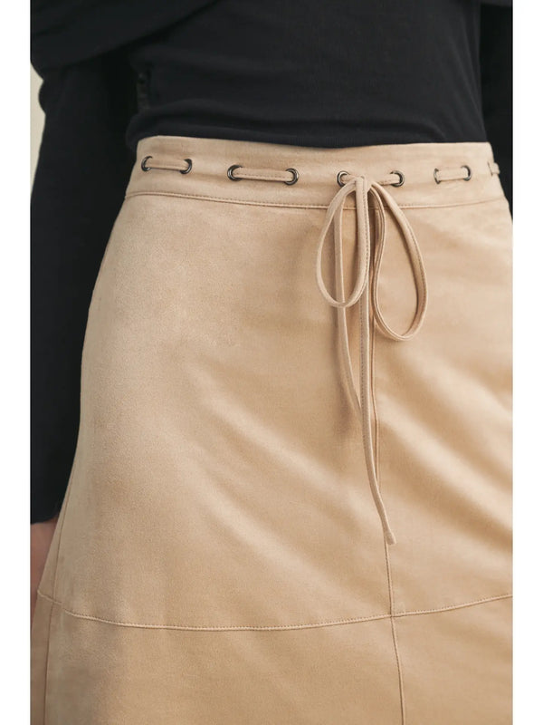 Autumn Ridge Suede Skirt Beige