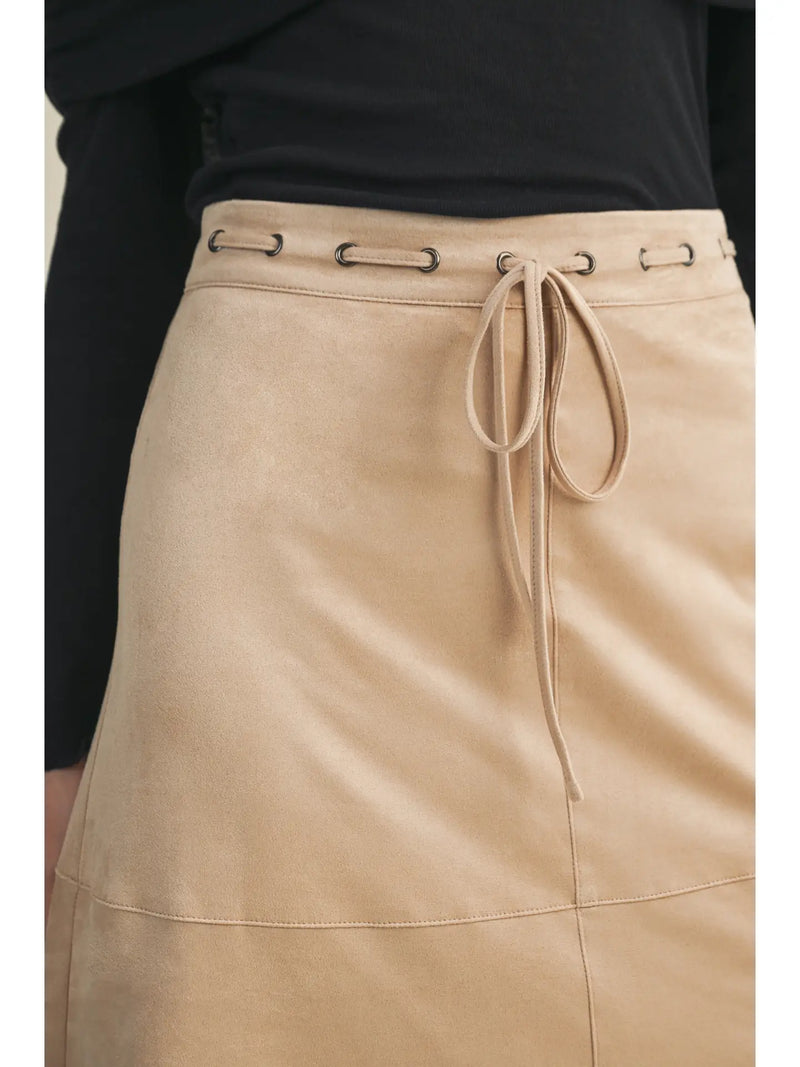 Autumn Ridge Suede Skirt Beige