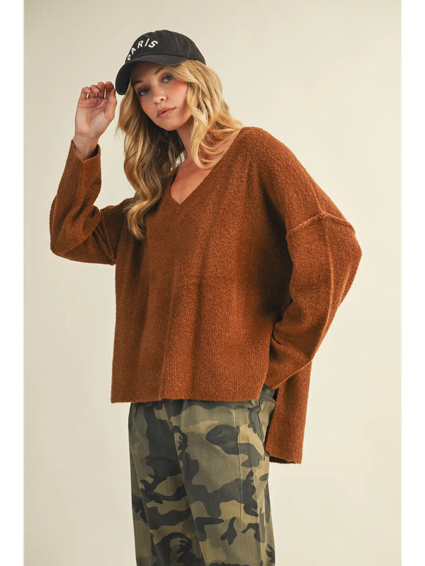 The Golden V-neck Sweater Camel
