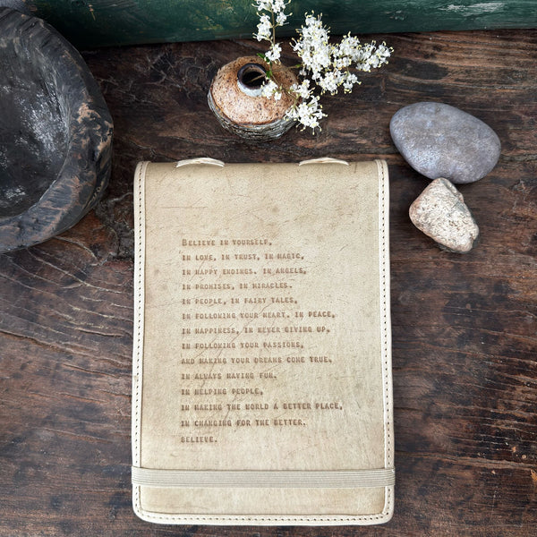 Large Believe In Yourself Leather Journal in Honey