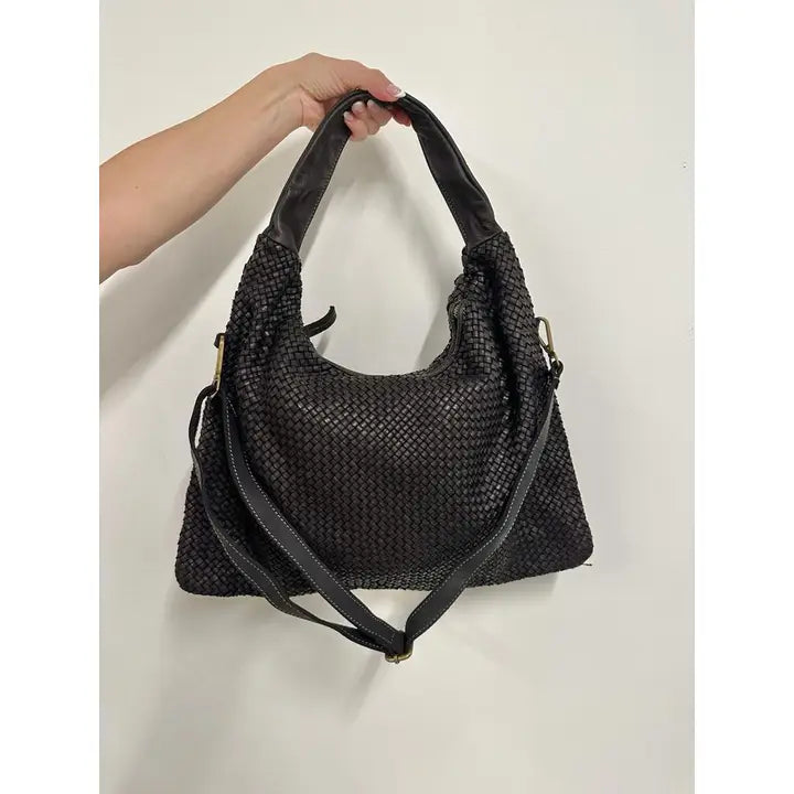 Intrecciato Shoulder Bag Black