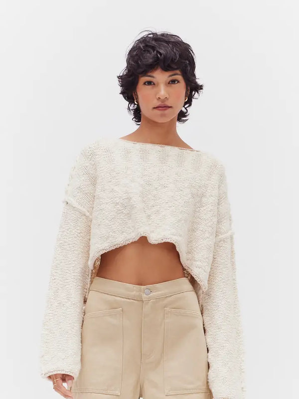 Cotton On Crop Sweater Ivory