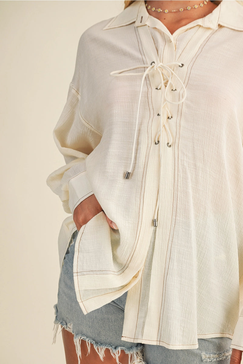 The Maren Lace-Up Blouse