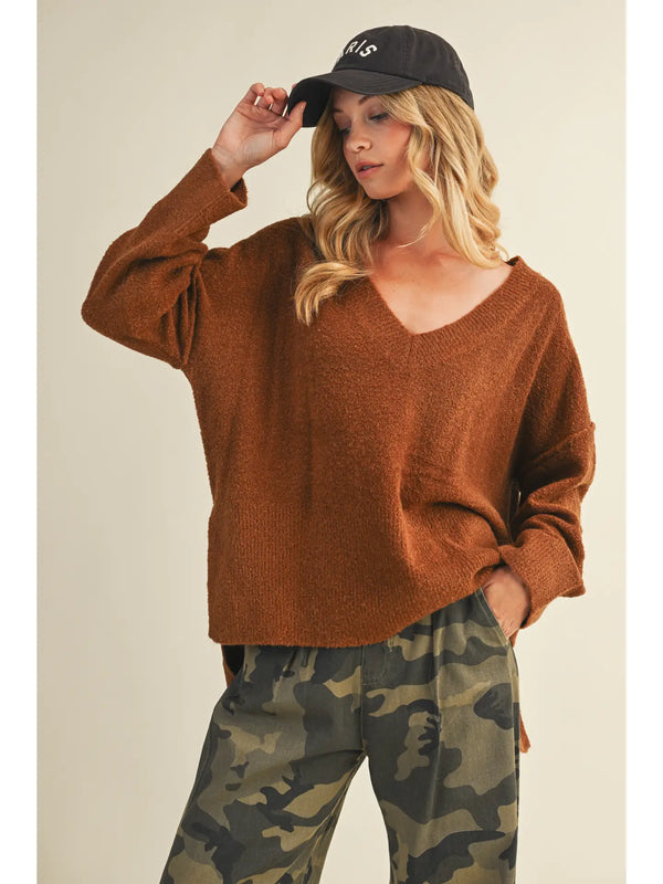 The Golden V-neck Sweater Camel