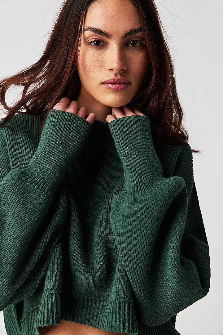 Easy Street Crop Pullover Hunter Green