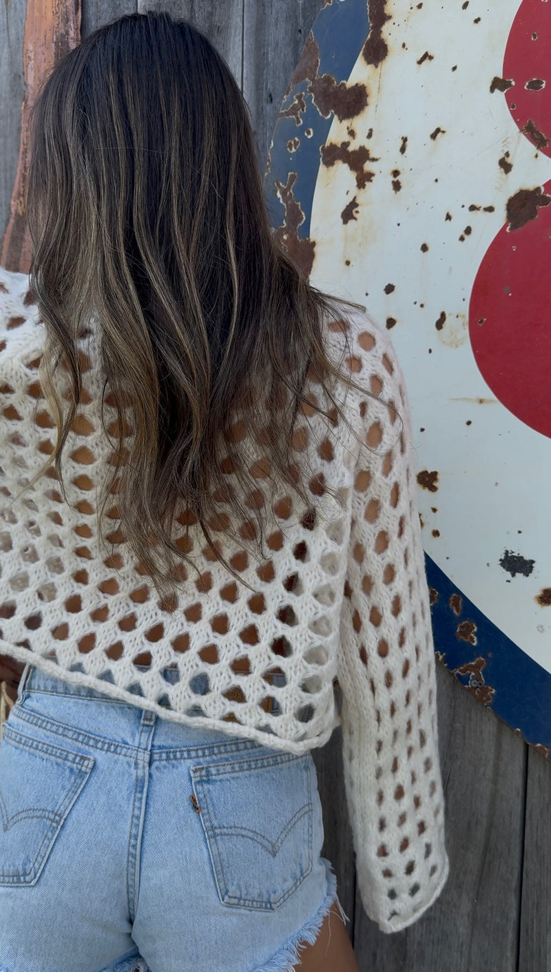 Everyday Cropped Knit Sweater Ivory