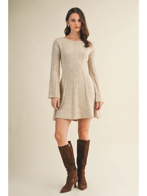 Marli Sweater Flare Dress Oatmeal