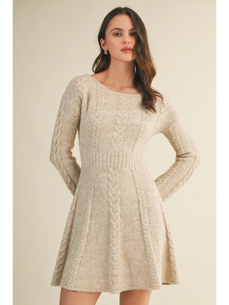 Marli Sweater Flare Dress Oatmeal