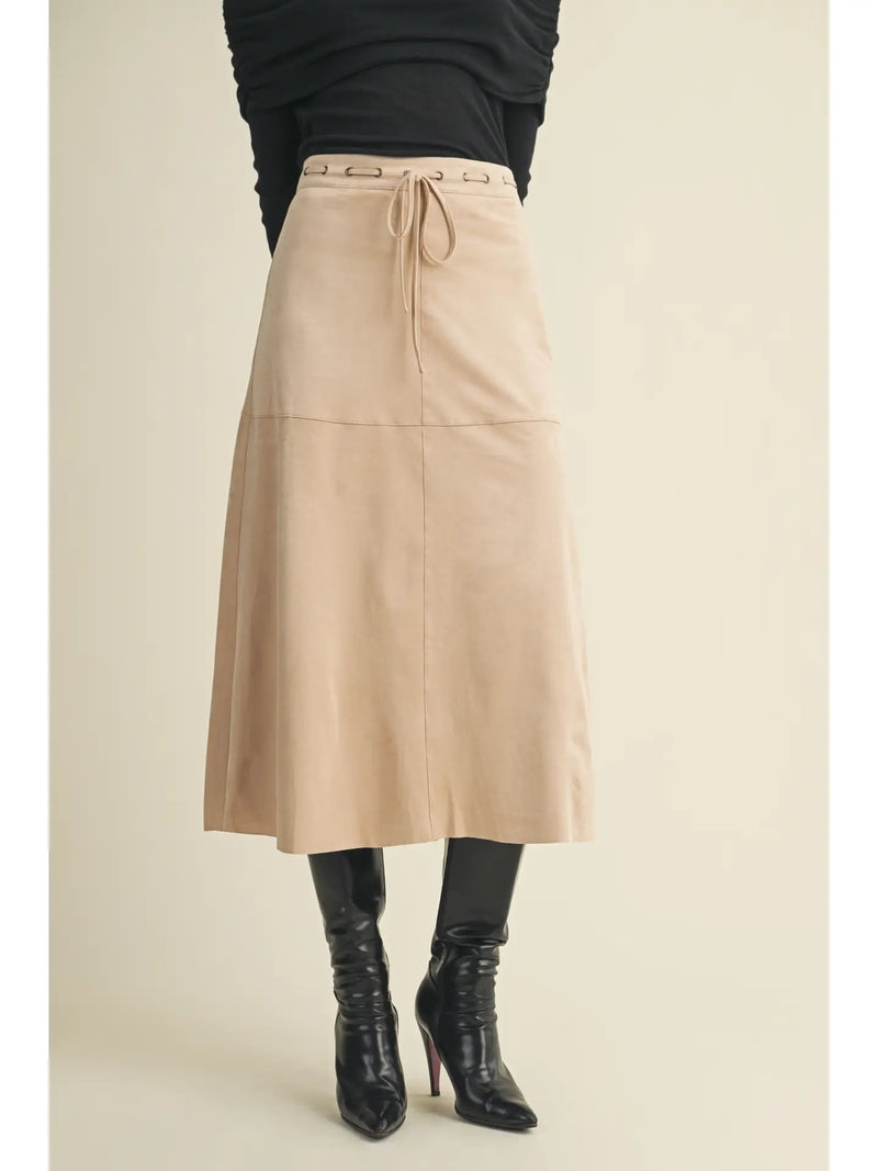 Autumn Ridge Suede Skirt Beige