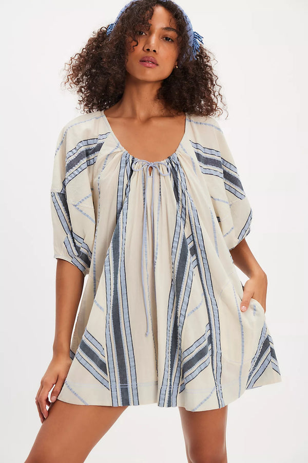 Bop Around Romper Seaside Stripe Ivory Combo