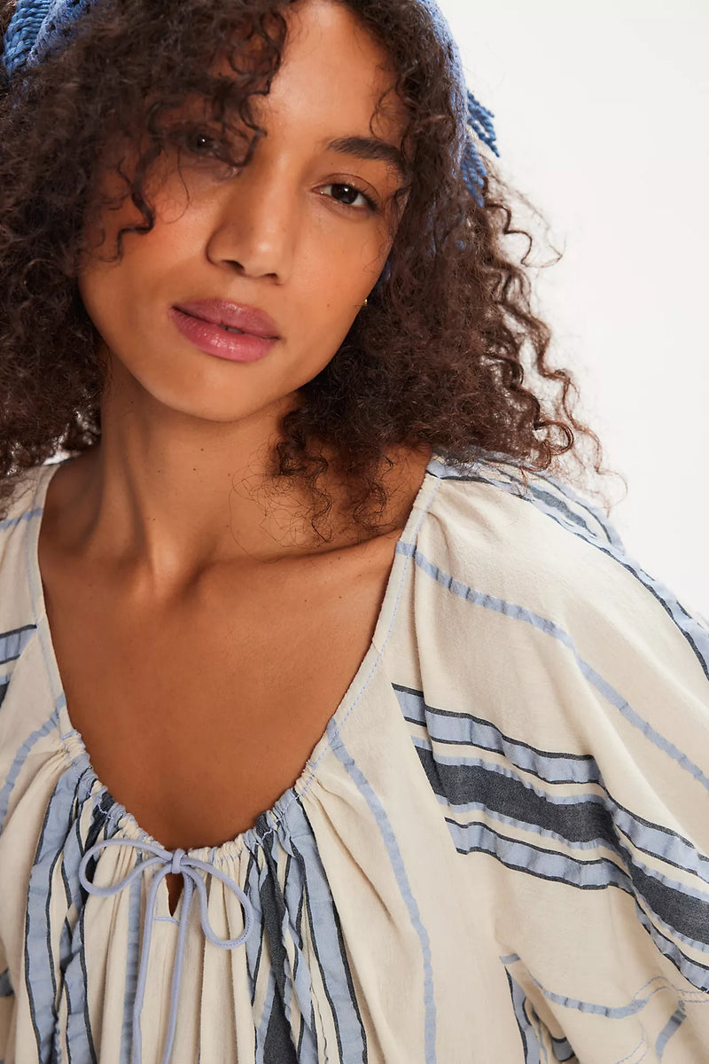 Bop Around Romper Seaside Stripe Ivory Combo